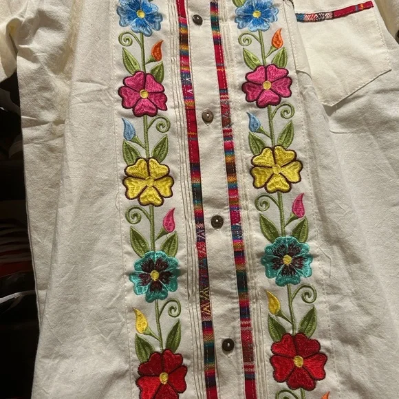 Embroidered Floral Cream Shirt